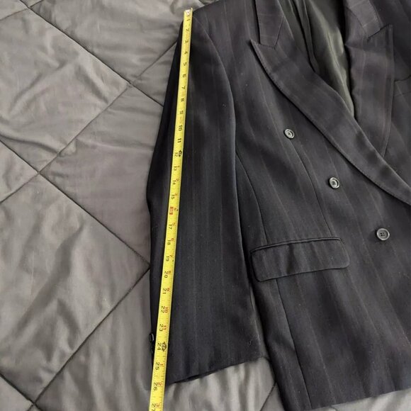 BAUMLER SUIT - JACKET/BLAZER + SUIT PANTS WOOL BLEND IN NAVY (56 44R 32x30) - Picture 8 of 16